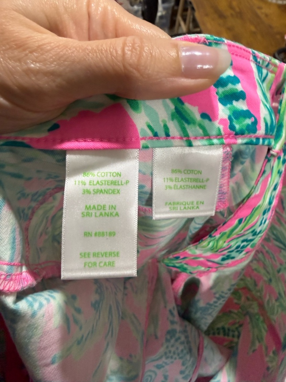 NWOT Lilly Pulitzer Neon Pink Tropical Leaf Print Pants - Picture 8 of 10